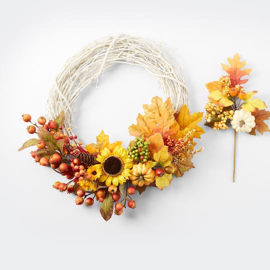 Orange Thanksgiving and Fall Grapevine Wreath